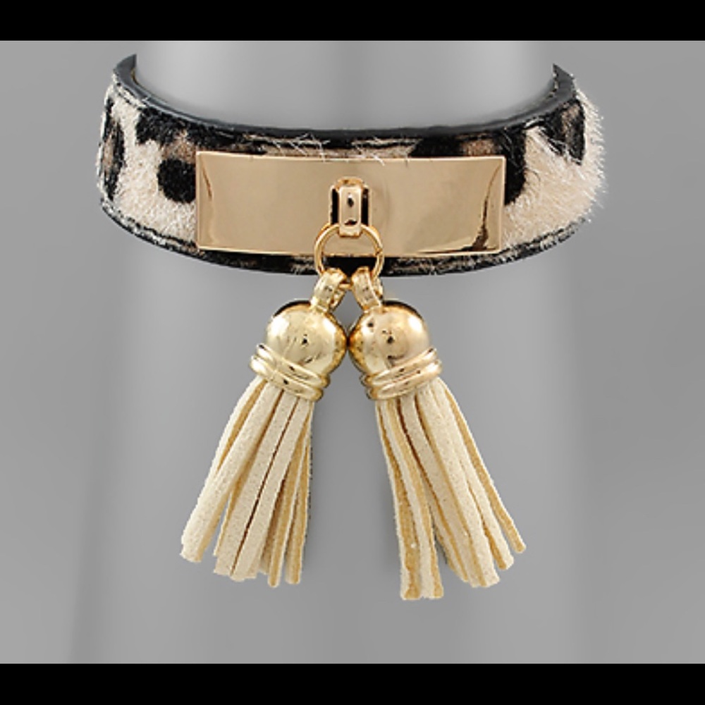 Leopard Hide Bracelet With Tassels